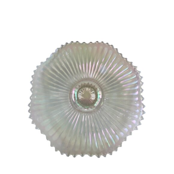 Vintage Iridescent Glass Serving Platter With Scalloped Edge - Picture 4 of 6